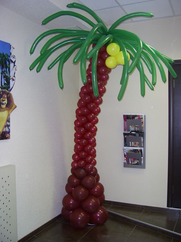 Пальма из шаров с обезьяной на день рождение | Декорации из воздушных шаров, Украшения, Вечеринка